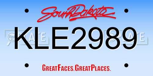 KLE2989 South Dakota License Plate