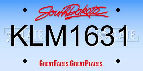 KLM1631 South Dakota License Plate