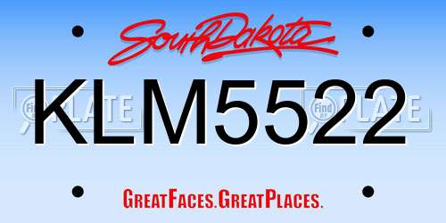 KLM5522 South Dakota License Plate