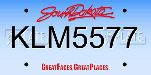 KLM5577 South Dakota License Plate