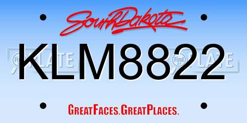 KLM8822 South Dakota License Plate