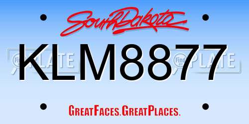 KLM8877 South Dakota License Plate