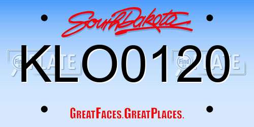 KLO0120 South Dakota License Plate