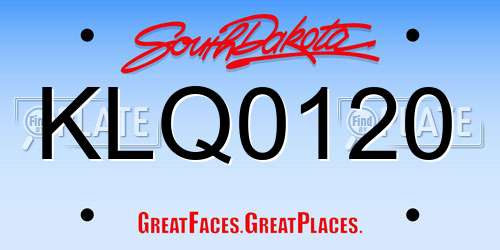 KLQ0120 South Dakota License Plate