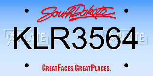 KLR3564 South Dakota License Plate