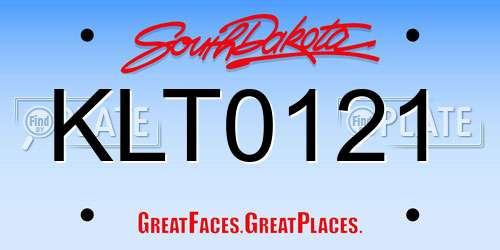 KLT0121 South Dakota License Plate