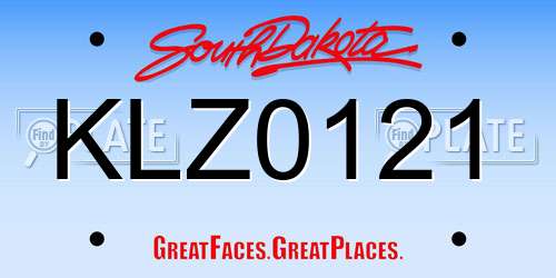KLZ0121 South Dakota License Plate