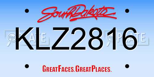 KLZ2816 South Dakota License Plate