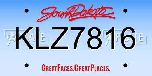 KLZ7816 South Dakota License Plate