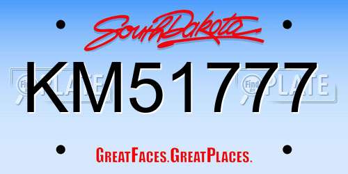 KM51777 South Dakota License Plate