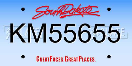 KM55655 South Dakota License Plate