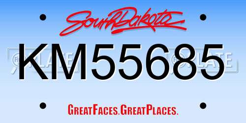 KM55685 South Dakota License Plate