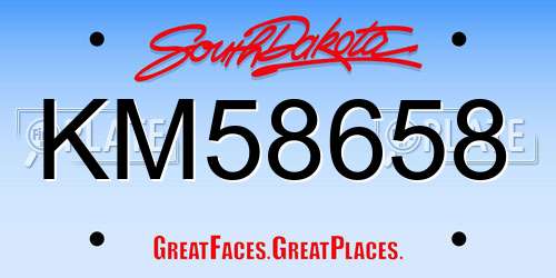 KM58658 South Dakota License Plate