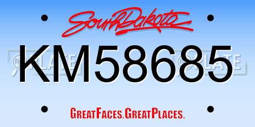 KM58685 South Dakota License Plate