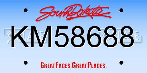 KM58688 South Dakota License Plate
