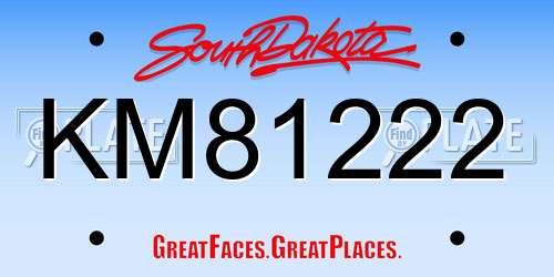 KM81222 South Dakota License Plate