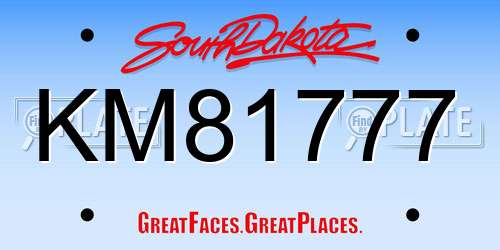 KM81777 South Dakota License Plate