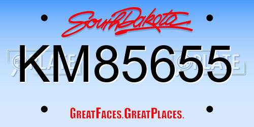 KM85655 South Dakota License Plate