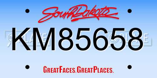 KM85658 South Dakota License Plate