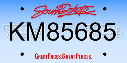 KM85685 South Dakota License Plate