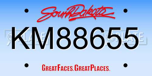 KM88655 South Dakota License Plate