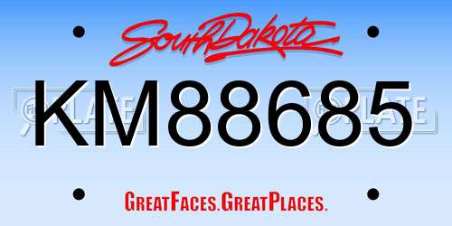 KM88685 South Dakota License Plate