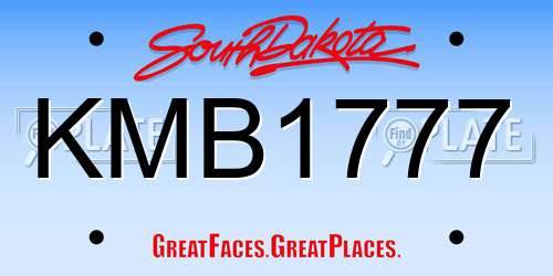 KMB1777 South Dakota License Plate