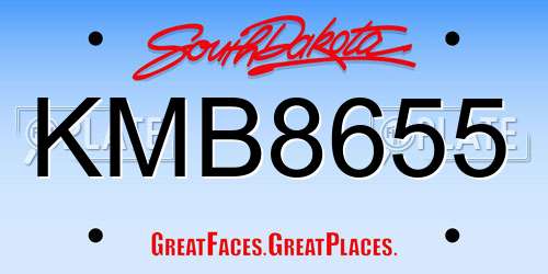 KMB8655 South Dakota License Plate
