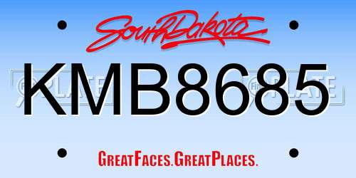 KMB8685 South Dakota License Plate