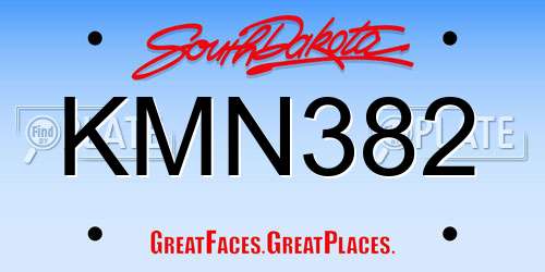 KMN382 South Dakota License Plate