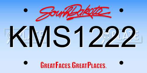 KMS1222 South Dakota License Plate