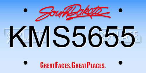 KMS5655 South Dakota License Plate