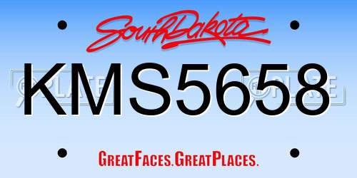KMS5658 South Dakota License Plate