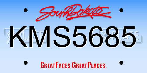 KMS5685 South Dakota License Plate