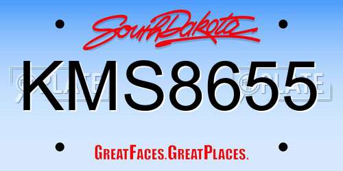 KMS8655 South Dakota License Plate