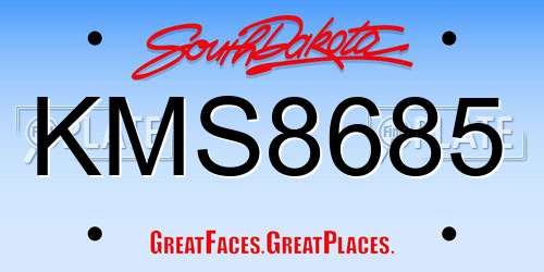 KMS8685 South Dakota License Plate