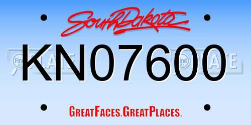 KN07600 South Dakota License Plate