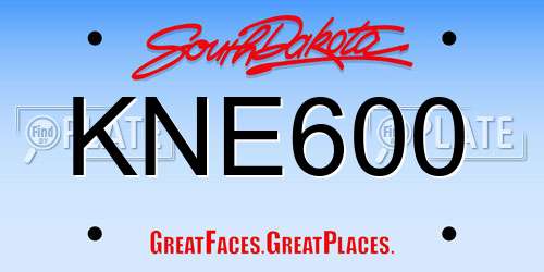 KNE600 South Dakota License Plate