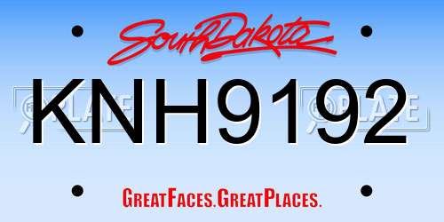 KNH9192 South Dakota License Plate