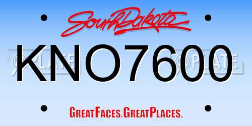 KNO7600 South Dakota License Plate