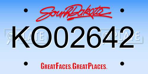 KO02642 South Dakota License Plate