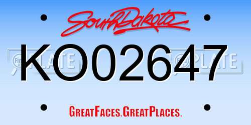 KO02647 South Dakota License Plate