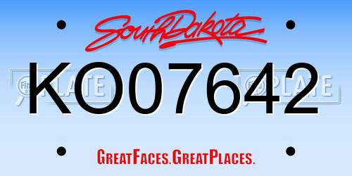 KO07642 South Dakota License Plate