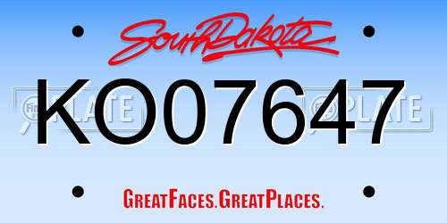 KO07647 South Dakota License Plate