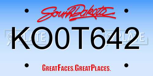 KO0T642 South Dakota License Plate