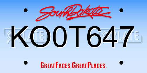 KO0T647 South Dakota License Plate