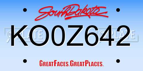 KO0Z642 South Dakota License Plate