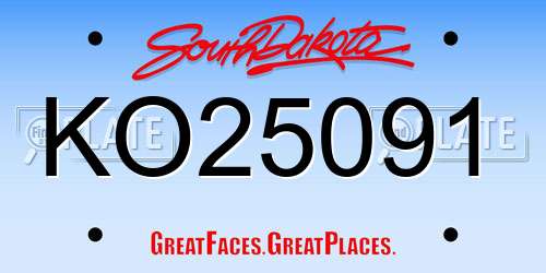 KO25091 South Dakota License Plate