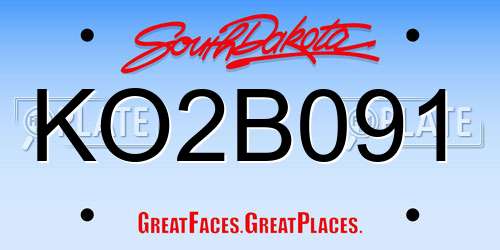 KO2B091 South Dakota License Plate