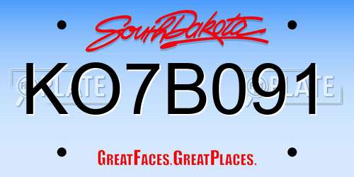 KO7B091 South Dakota License Plate
